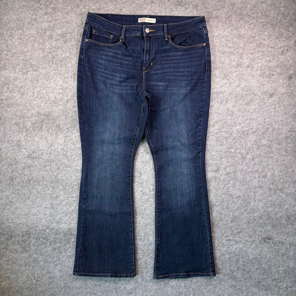 Signature by Levi Strauss Womens Mid-Rise Bootcut Jeans Dark Wash Blue Denim 14L